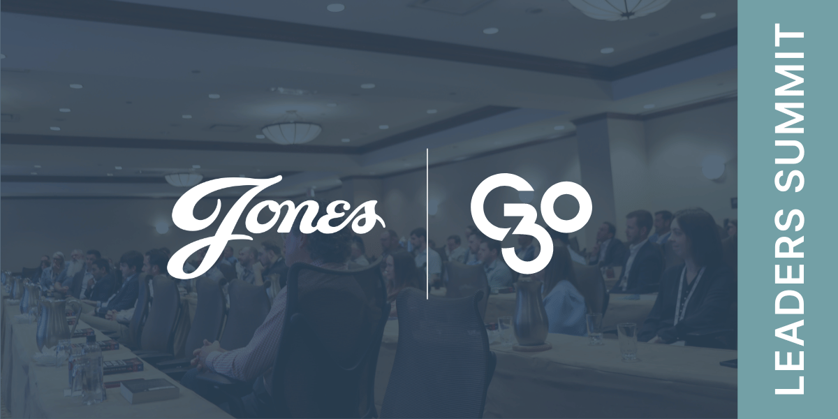 Jones and G30 Leaders Summit logo with a picture of the event in the background. 